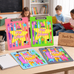Personalized Multicolor Crayon Stars Double-Sided Portable Clipboard with Title & Surname Teacher's Day Appreciation Birthday Gift for Teachers