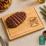 Personalised Engraved BBQ King FSC Bamboo Charcuterie Chopping Board with Name and Juice Groove Housewarming Gift for Family Grill Lovers