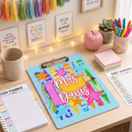 Personalized Multicolor Crayon Stars Double-Sided Portable Clipboard with Title & Surname Teacher's Day Appreciation Birthday Gift for Teachers