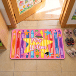 Personalized Multicolor Crayon Stars Anti-Slip Doormat with Title & Surname Home Decor Housewarming Teacher's Day Gift for Teacher Mentor