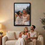 Personalised Magazine Cover Couple Photo Canvas Poster Frameless Framed Painting with Names Anniversary and Date Wedding Party Gift for Couple