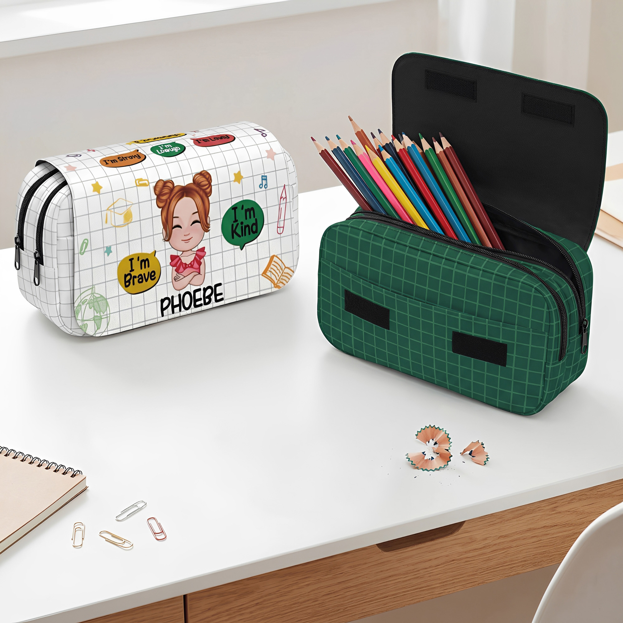 Personalisiertes „Im Kind, Im Brave“-Federmäppchen mit großem Fassungsvermögen und Namensaufdruck – Geschenk zum Schulanfang oder Geburtstag für Kinder und Schüler