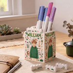 Personalized Cartoon Kid Photo Fantasy Unicorn Dinosaur Building Blocks Brick Pen Holder with Name Desk Decor Back to School Birthday Gift for Kids