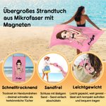 Personalisiertes Strandtuch mit Cartoonfigur | mit Magneten und Namen | schnelltrocknende Mikrofaser | Sommergeschenk für Familie und Freunde