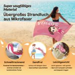 Personalisiertes Strandtuch im Cartoon-Stil | schnelltrocknende Mikrofaser | übergroß | mit Namen und Turnbeutel | Sommergeschenk für Kinder Familie