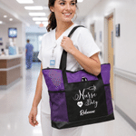 Personalized Stethoscope Healthcare Theme Large Tote Bag with Name and Mesh Pockets Nurse Week Nurse Appreciation Gift for Nurse Doctor