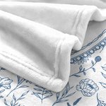 Personalized Toile De Jouy Floral Pet Photo Soft Throw Blanket with Name Home Decor Loss of Pet Memorial Gift for Pet Owner