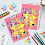 Personalized Multicolor Crayon Stars Double-Sided Portable Clipboard with Title & Surname Teacher's Day Appreciation Birthday Gift for Teachers