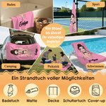 Personalisiertes Strandtuch mit Cartoonfigur | mit Magneten und Namen | schnelltrocknende Mikrofaser | Sommergeschenk für Familie und Freunde