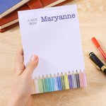 Personalised Coloured Pencils Notepad with Text and 40/80 Pages Daily Use Back to School Teachers' Day Appreciation Gift for Teachers