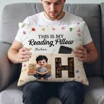 Funda de cojín de bolsillo personalizada con diseño floral y personaje de cómic, con nombre e iniciales; decoración para el hogar y regalo de cumpleaños para los amantes de la lectura