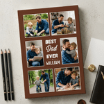 Personalized Best Dad Ever 6 Family Photos Large Canvas Prints with Name and Nickname Home Decor Ship from USA Father's Day Birthday Gift for Family