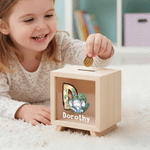 Personalised Cartoon Animal Pattern Wooden Money Box with Name Back to School Children's Day Birthday Gift for Boys Girls