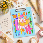 Personalized Multicolor Crayon Stars Double-Sided Portable Clipboard with Title & Surname Teacher's Day Appreciation Birthday Gift for Teachers