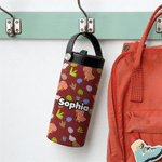 Personalised Colourful Dinosaur Name 15 oz Water Bottle with Handle and Straw Back to School Outdoor Birthday Gift for Child