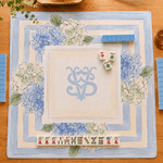 Personalized Watercolor Hydrangea Monogram Non-Slip Mahjong Mat with Initial and Storage Bag Mahjong Club Night Gift for Mahjong Player Enthusiast
