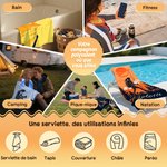 Serviette de plage personnalisée avec nom et motif - Silhouette de randonneur - Cadeau de vacances pour randonneur