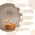 Personalised Angel Cat Floral Butterfly Acrylic Night Light with 1-4 Names and Wooden Base Bedroom Decor Daily Use Birthday Gift for Cat Lovers