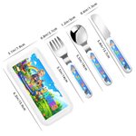 Personalized Cartoon Character Kid Photo Safe Stainless Steel Fork Spoon Knife Cutlery Set with Name 3 Pcs Back to School  Birthday Gift for Kids