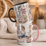 Personalised DIY Craft Lover Cartoon Character 11 oz 15 oz Ceramic Mug with Name and Coaster Daily Use Birthday Gift for Craft Lover Girl Friend