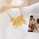 Gepersonaliseerde 1-3 Familie Hart Geboortesteen Liefde Ketting Sieraden met Namen Verjaardag Verjaardagscadeau voor vrouwen