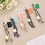 Personalized Star Flower Acrylic Initial Charm Bead Paracord Braided Keychain Back to School Birthday Gift for Kids