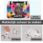 Gepersonaliseerde voerbakmat in graffiti-olieverfstijl met huisdierfoto kroon en naam woondecoratie en verjaardagscadeau voor huisdierbezitters