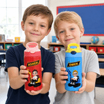 Personalisierte 12-oz-Isolierwasserflasche mit Cartoon-Figur „Bagger“ für Kinder, mit Silikonstrohhalm und Namensaufdruck – Geschenk zum Schulanfang oder Geburtstag