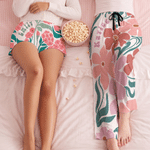 Personalized Retro Boho Flower Soft Pajama Pants Shorts with Name Birthday Gift for Women