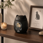 Personalised Always Loved Pet Photo Cat Shaped Ceramic Pet Cremation Urn with Name and Year Bereavement Memorial Gift for Cat Lovers