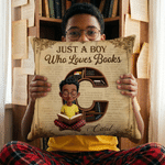 Personalised Cartoon Reading Character Soft Cushion Cover with Initial and Name Home Decor Birthday Gift for Bookworms Readers