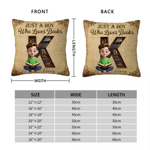 Personalised Cartoon Reading Character Soft Cushion Cover with Initial and Name Home Decor Birthday Gift for Bookworms Readers