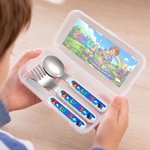 Personalized Cartoon Character Kid Photo Safe Stainless Steel Fork Spoon Knife Cutlery Set with Name 3 Pcs Back to School  Birthday Gift for Kids