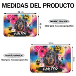 Alfombrilla de alimentación para mascotas con foto y nombre estilo grafiti con corona regalo de cumpleaños para amantes de los animales