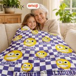 Personalized Playful emoji Checkerboard Soft Throw Blanket with Name Daily Use Birthday Christmas Gift for Family Girls Kids | Callie × emoji ™