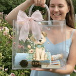 Personalized Cute Floral Dog Animal Clear Gift Bag with Name Daily Use Birthday Gift for Kids