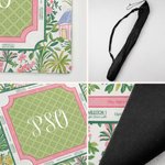 Personalised Preppy Pink & Green Floral Tropical Palm Tree Mahjong Mat with Storage Bag Game Night Mahjong Club Gift for Mahjong Lovers