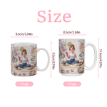 Personalised DIY Craft Lover Cartoon Character 11 oz 15 oz Ceramic Mug with Name and Coaster Daily Use Birthday Gift for Craft Lover Girl Friend