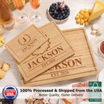 Personalized Laurel Wreath FSC Bamboo Engraved Monogram Charcuterie Cutting Board with Juice Groove Ship from USA Housewarming Gift for Family