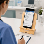 Support de téléphone en bois personnalisé « Docteur / Infirmière » avec illustration de bande dessinée et prénom – Cadeau de remerciement pour la Semaine des infirmières, destiné aux médecins, infirmi