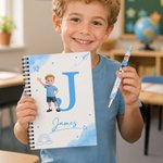 Personalized 3D Cartoon Character Initial Spiral A5 Notebook with Name and Ballpoint Pen Daily Use Birthday Back to School Gift for Students Kids
