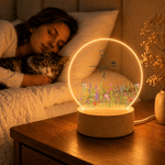 Personalised Angel Cat Floral Butterfly Acrylic Night Light with 1-4 Names and Wooden Base Bedroom Decor Daily Use Birthday Gift for Cat Lovers