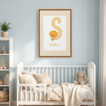 Personalised Birth Flower Striped Canvas Prints with Name Warm Nursery Decor Ship from USA Baby Shower Birthday Gift for New Dad Mum