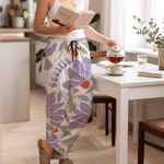 Personalized Retro Boho Flower Soft Pajama Pants Shorts with Name Birthday Gift for Women