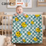 Personalized Playful emoji Checkerboard Soft Throw Blanket with Name Daily Use Birthday Christmas Gift for Family Girls Kids | Callie × emoji ™