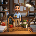 Personalized Teach Love Inspire Book Pencil Photo Wooden Figurine with Text Back to School Teacher's Day Gift for Teacher