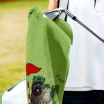 Personalized Cute Golf Pet Photo Super Absorbent Waffle Sport Towel with 1-5 Names and Hanging Clip Game Day Birthday Gift for Golf Players Pet Lovers