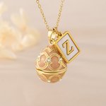 Personalised Openable Surprise Egg Design Necklace with Initial Charm Dainty Jewellery Birthday Anniversary Gift for Her
