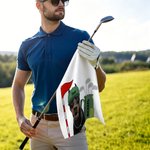 Personalized Cute Golf Pet Photo Super Absorbent Waffle Sport Towel with 1-5 Names and Hanging Clip Game Day Birthday Gift for Golf Players Pet Lovers