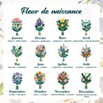 Support de téléphone en bamboo personnalisé avec nom et fleur de naissance - Cadeau d'anniversaire pour la famille les amis